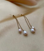 Earrings Vanessa - Champagne and White Freshwater Pearls