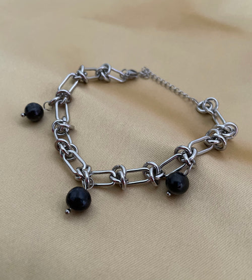 Bracelet Alex - Round Black Pearls