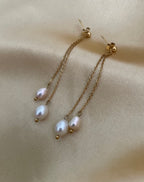 Earrings Vanessa - Champagne and White Freshwater Pearls