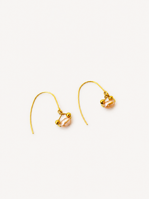 Dainty Pink Pearl Drop Earrings