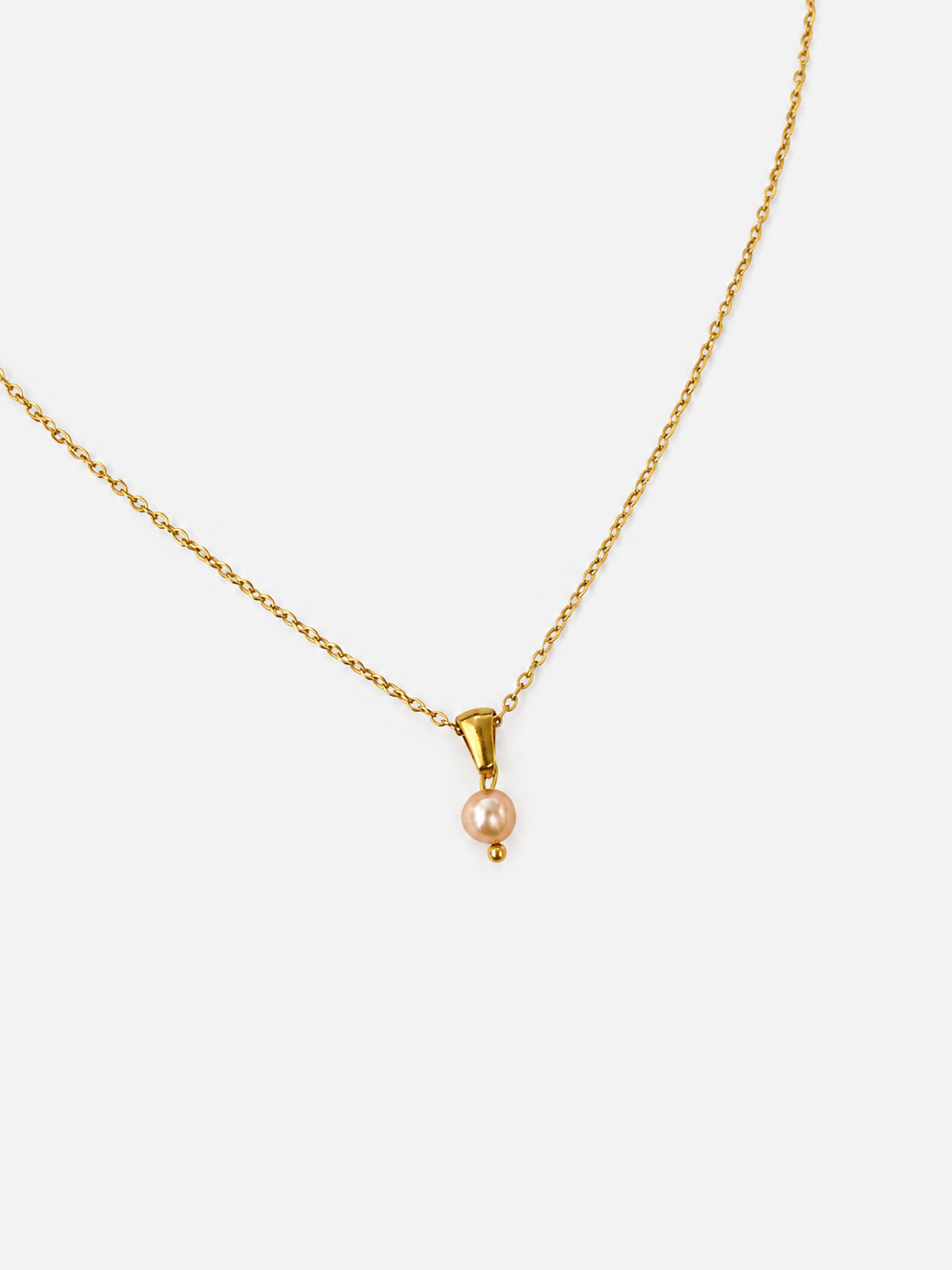 Pendentif classique en perle de culture d'eau douce rose ronde