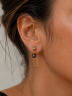 Boucles d'oreilles pendantes en perles de culture d'eau douce blanches - Remontants d'oreilles