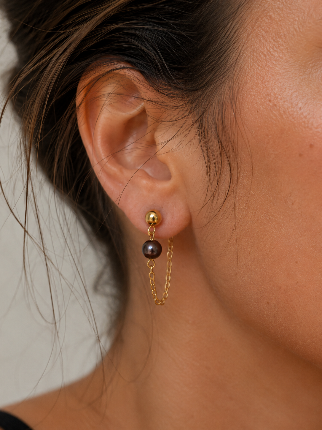 Boucles d'oreilles pendantes en perles de culture d'eau douce blanches - Remontants d'oreilles