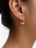 Gold Pearl Creole Earrings