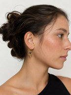 Boucles d'oreilles créoles palmier perles noires