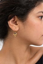 Boucles d'oreilles créoles palmier perles noires