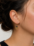 Boucles d'oreilles créoles palmier perles noires