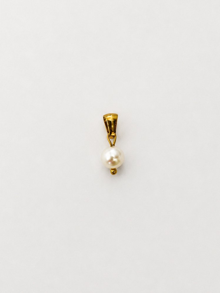 Pendentif classique en perle de culture d'eau douce blanche et ronde