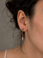 Boucles d'oreilles pendantes chaîne perle d'eau douce blanche