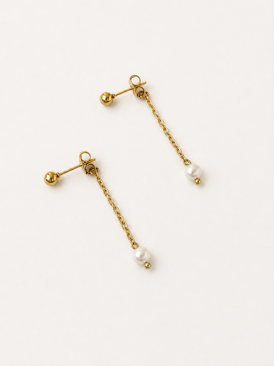 Boucles d'oreilles pendantes deux en un avec perle de culture d'eau douce blanche - Avant-arrière convertibles