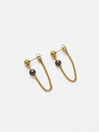 Boucles d'oreilles pendantes en perles de culture d'eau douce blanches - Remontants d'oreilles
