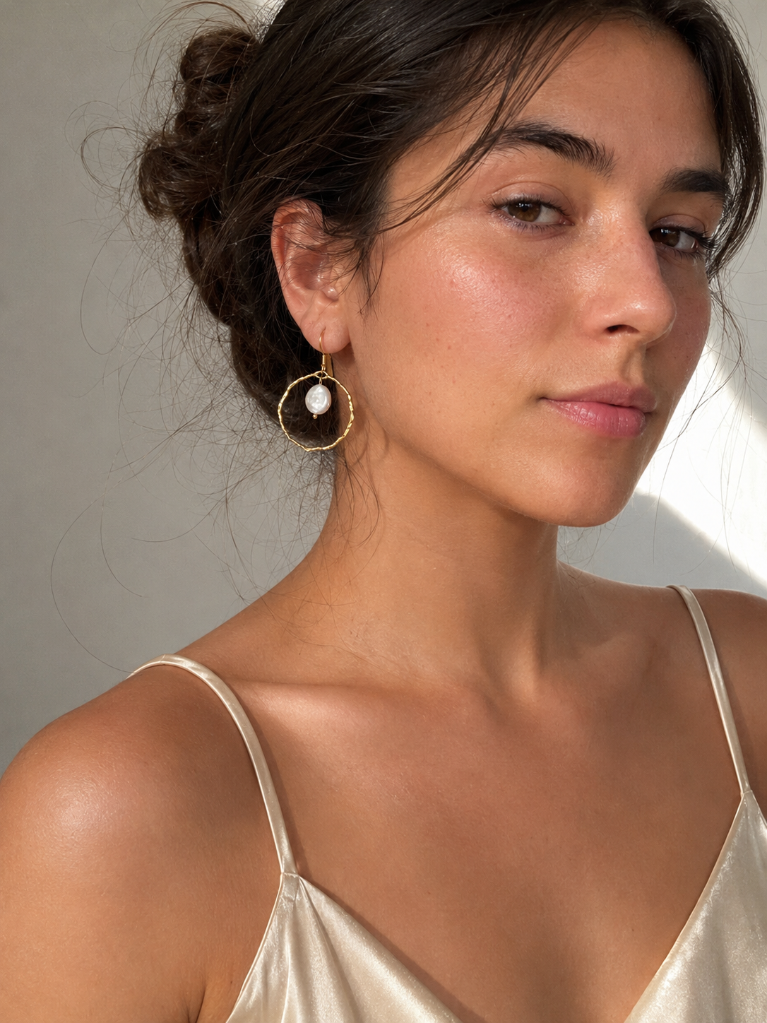 Boucles d'oreilles créoles perles pièce
