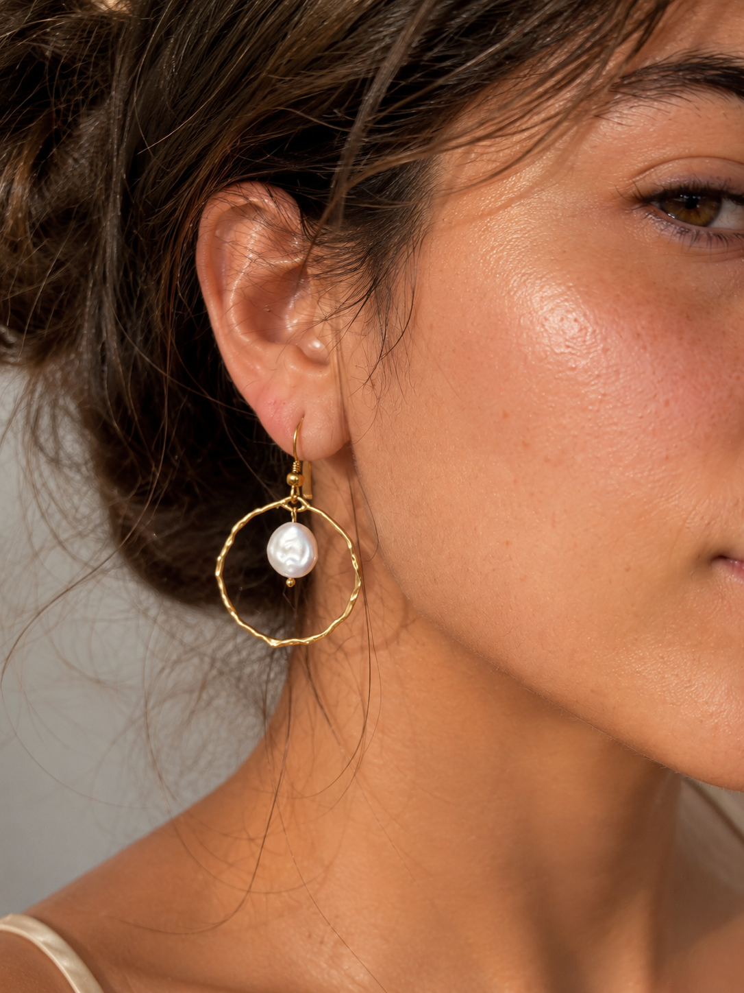 Boucles d'oreilles créoles perles pièce