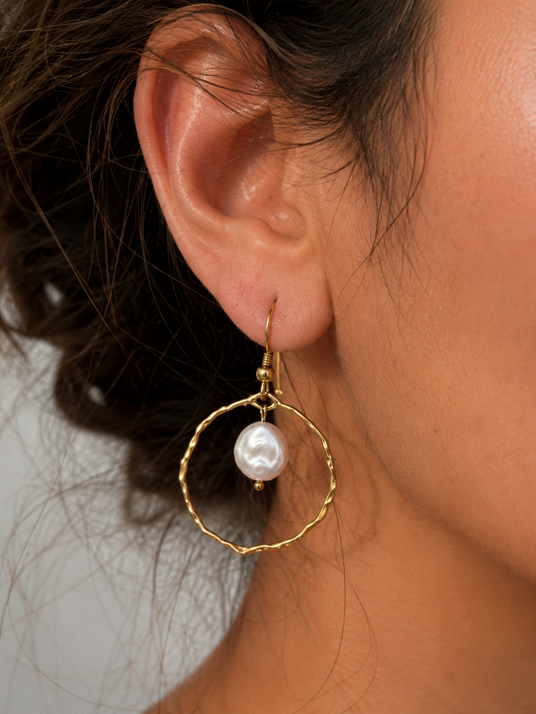 Boucles d'oreilles créoles perles pièce
