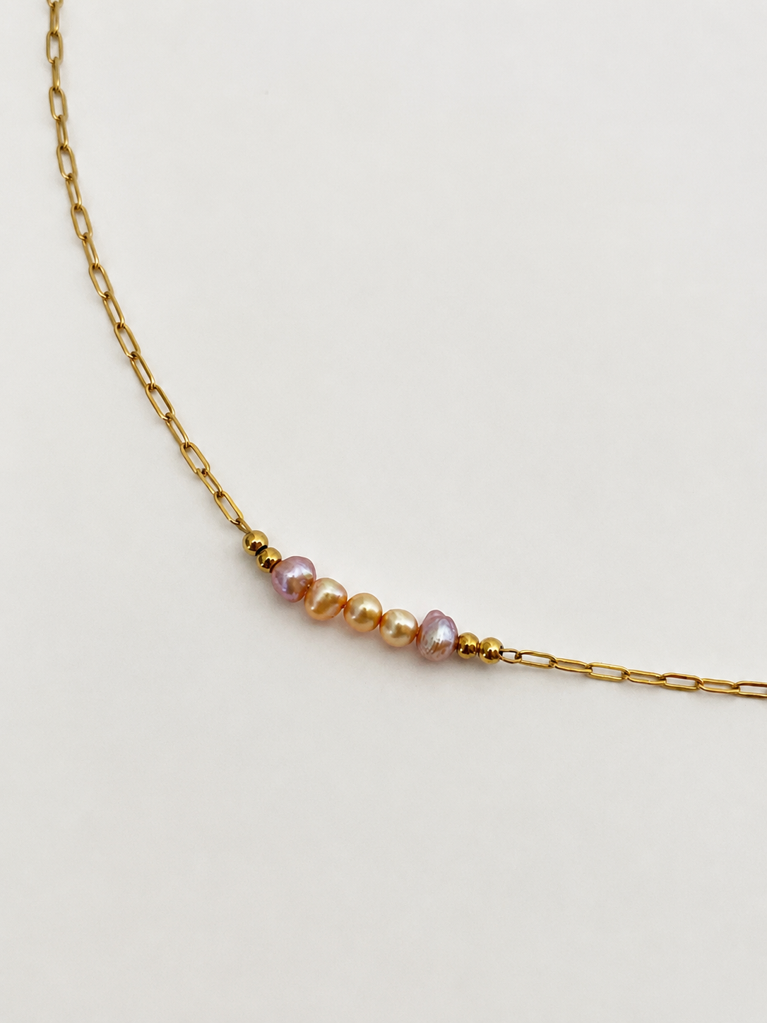 Gold and Pink Pearl Necklace