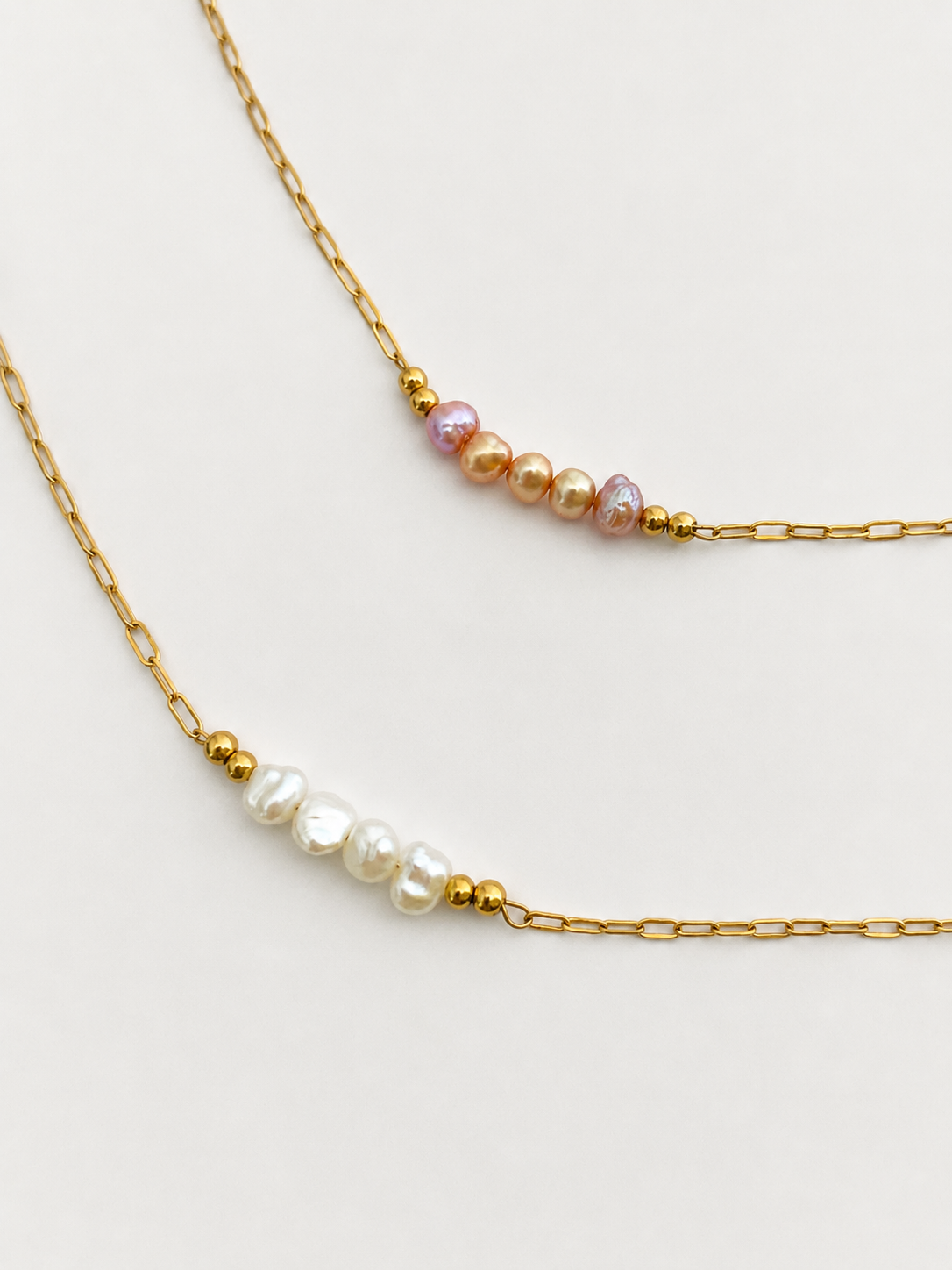 Gold and Pink Pearl Necklace