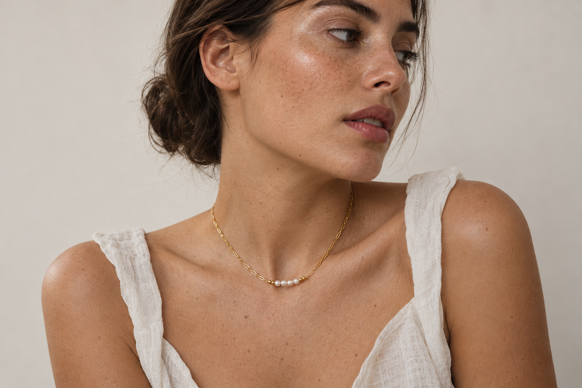 Collier de perles baroques blanches