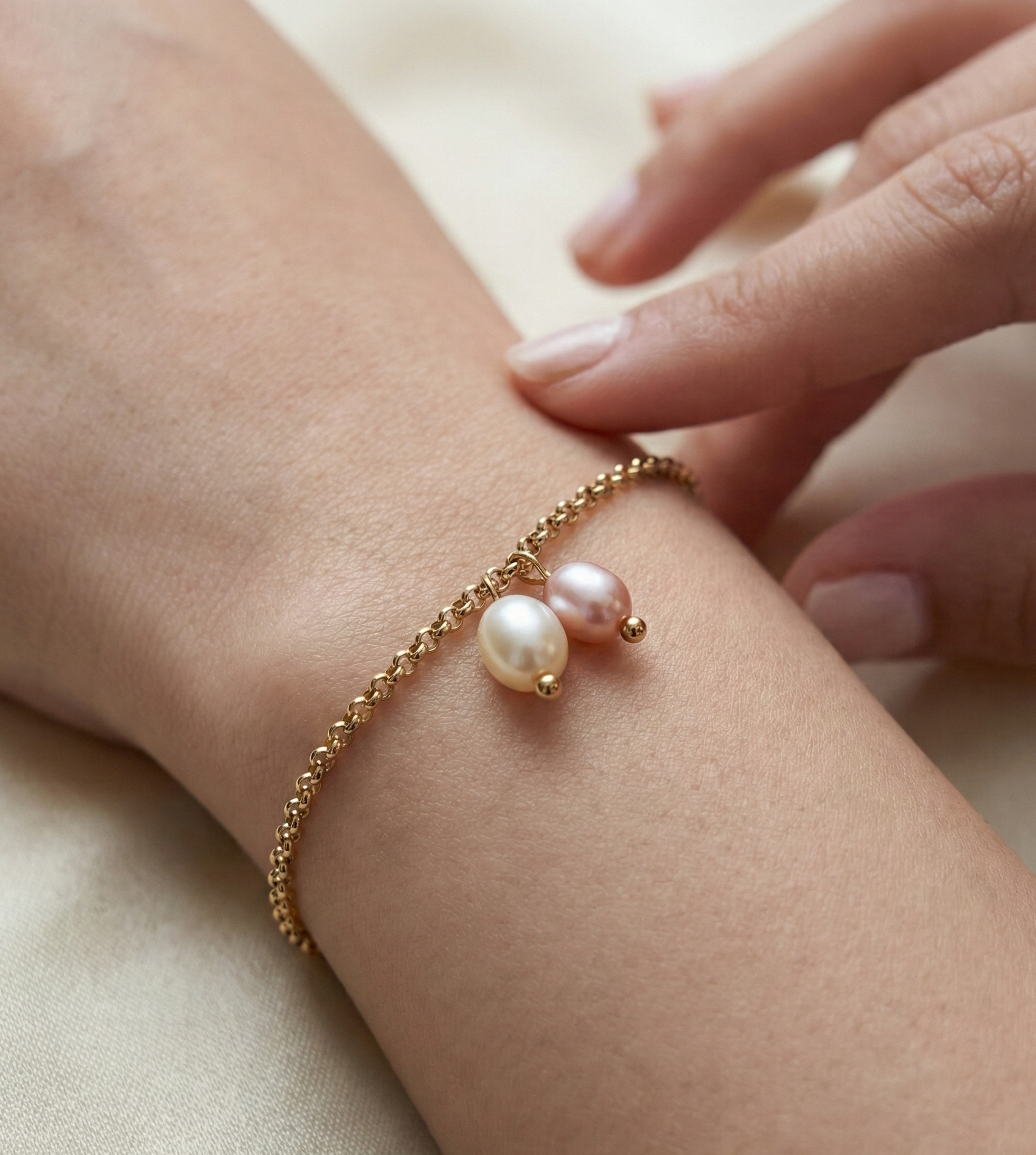 Bracelet Amy - Pink and White Freshwater Pearls