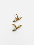 Pair of gold linear earrings with 4 mm grey baroque freshwater pearls and polished gold beads